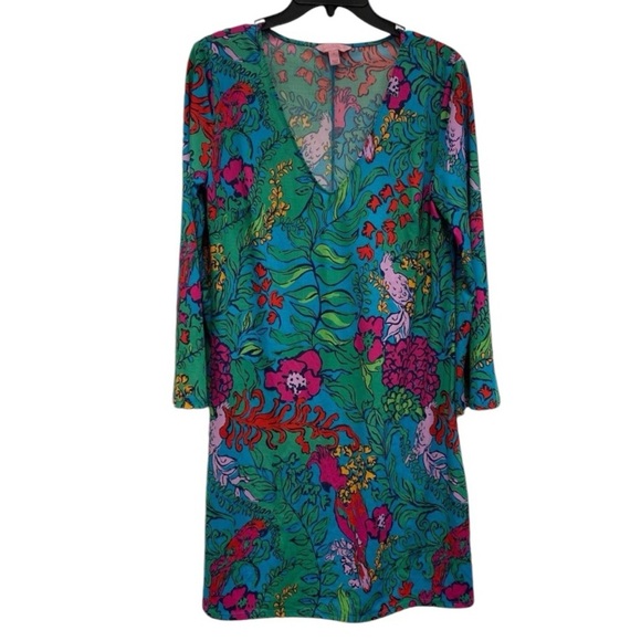 Lilly Pulitzer Dresses & Skirts - Lily Pulitzer Jade Dress Shake Your Tail Feathers V Neck